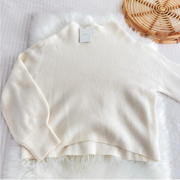 A.L.C Helena Merino Wool Sweater Mock High Neck Cream Women’s Large NEW - Picture 14 of 14